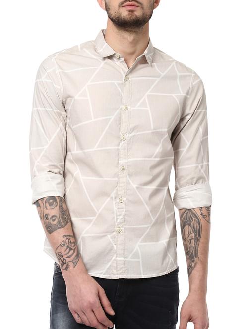 beige cotton casual shirt - 15124671 -  Standard Image - 0