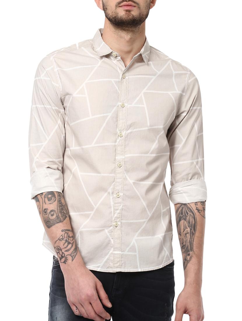beige cotton casual shirt - 15124671 -  Zoom Image - 0