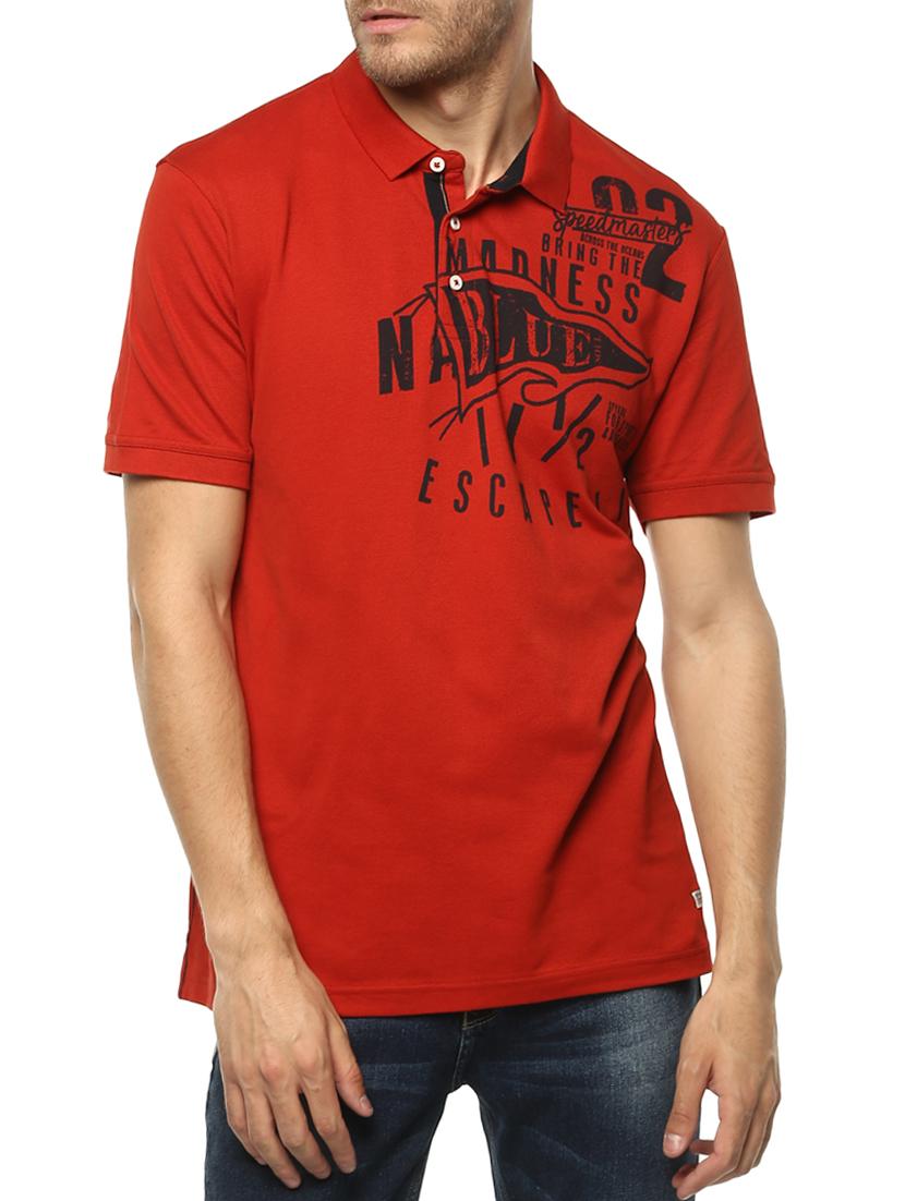 orange cotton chest print t-shirt - 15124758 -  Zoom Image - 0