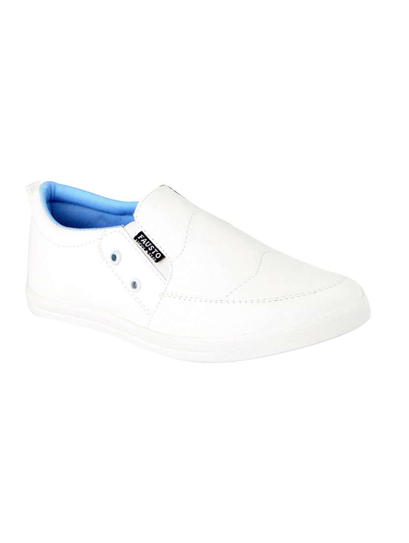 white leatherette casual slipon