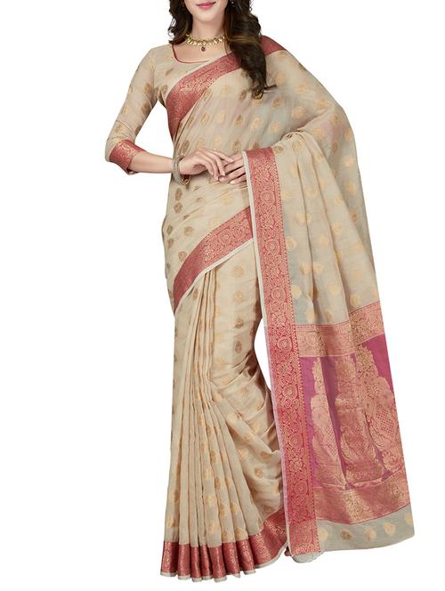 zari motifs woven saree with blouse - 15126900 - Standard Image - 0