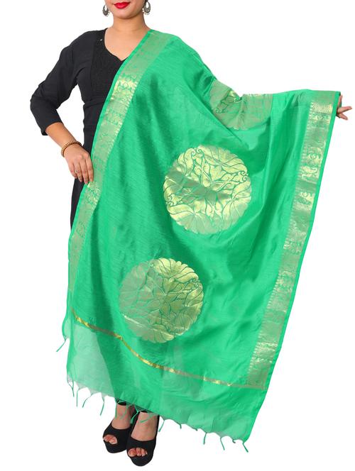 green chanderi dupatta - 15128316 -  Standard Image - 0