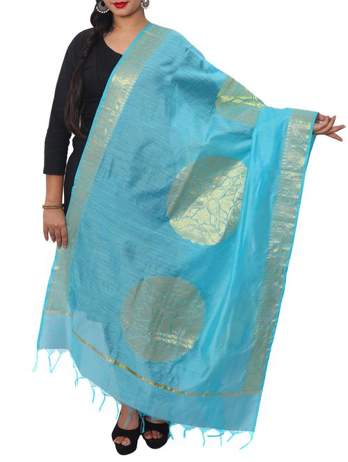 blue chanderi dupatta - 15128318 -  Standard Image - 0
