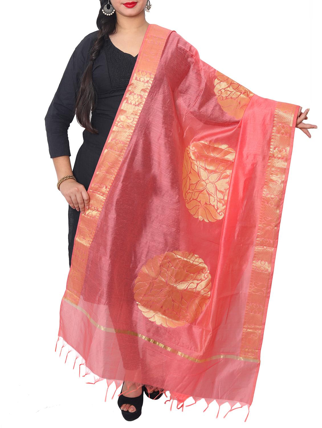 orange chanderi dupatta - 15128319 - Zoom Image - 0