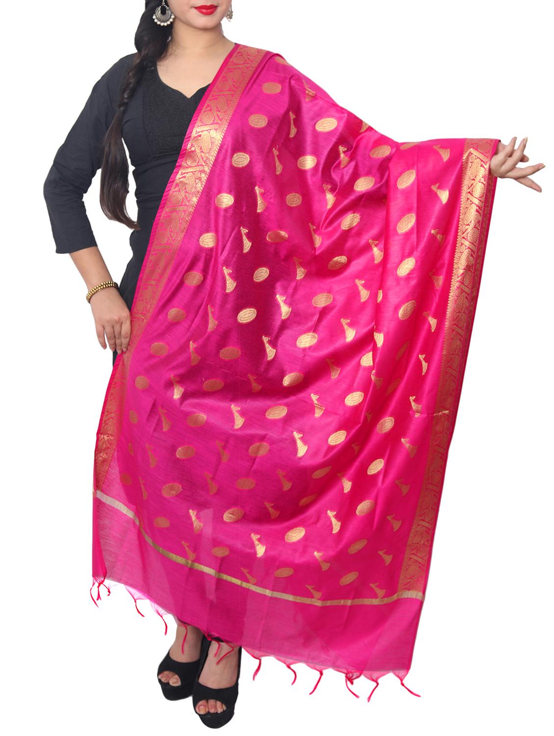 pink chanderi dupatta - 15128320 - Zoom Image - 0