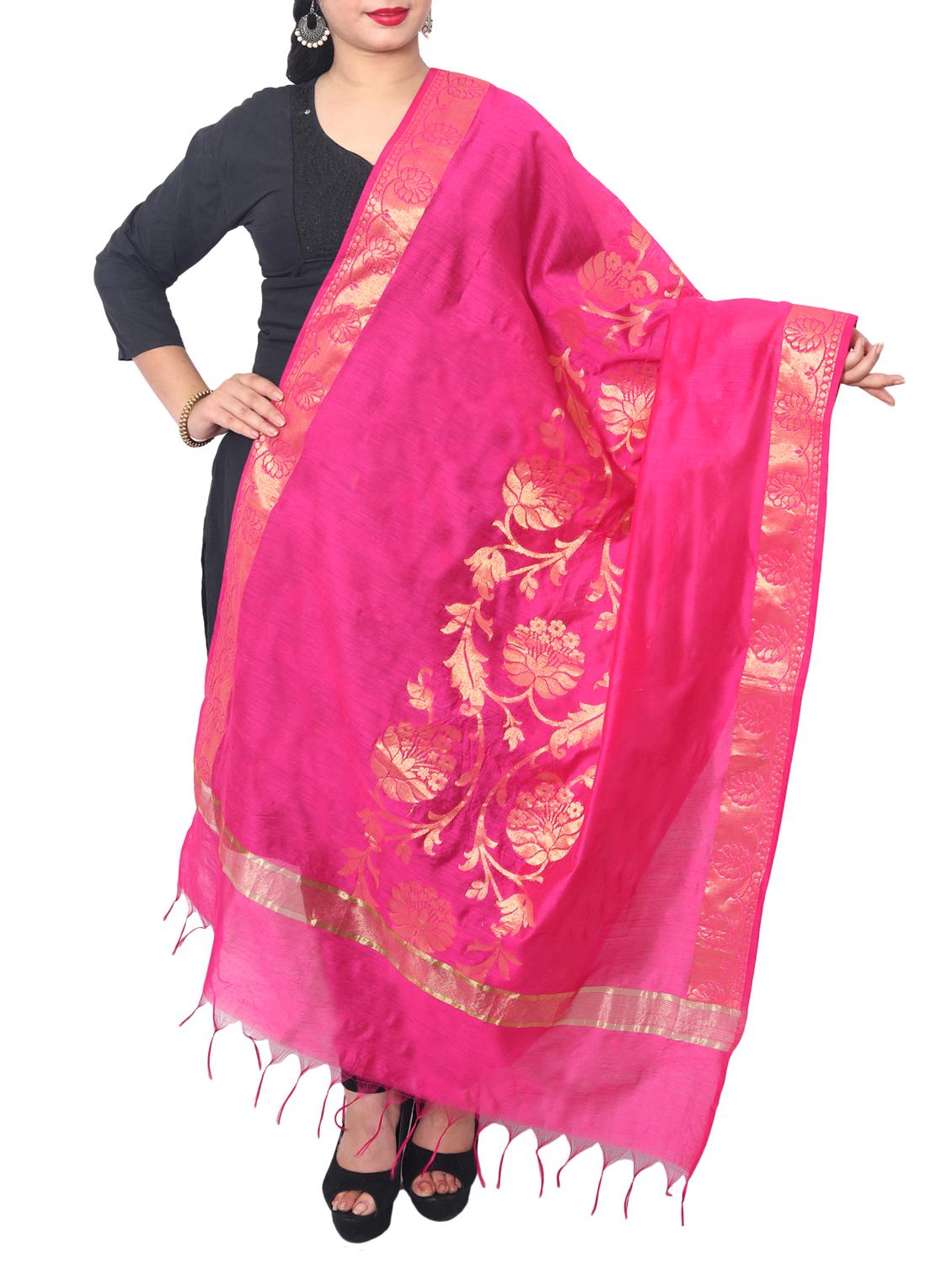 pink chanderi dupatta - 15128341 - Zoom Image - 0