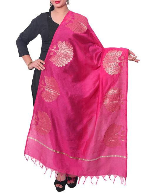 pink chanderi dupatta - 15128345 -  Standard Image - 0
