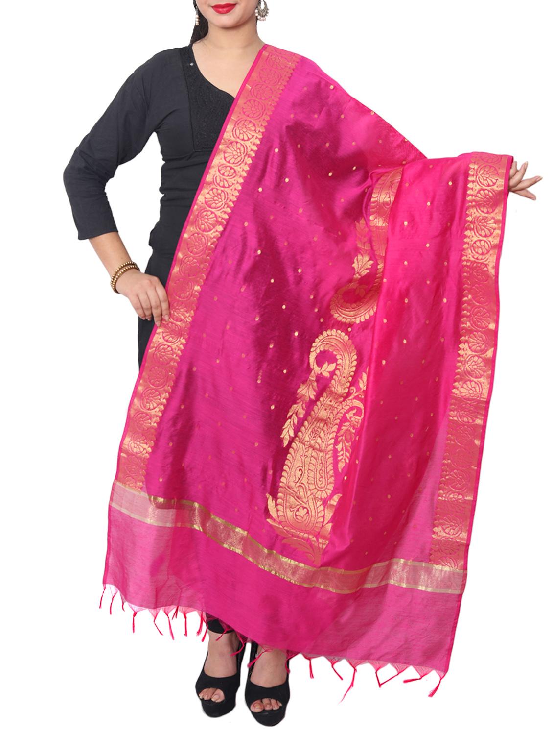 pink chanderi dupatta - 15128349 - Zoom Image - 0