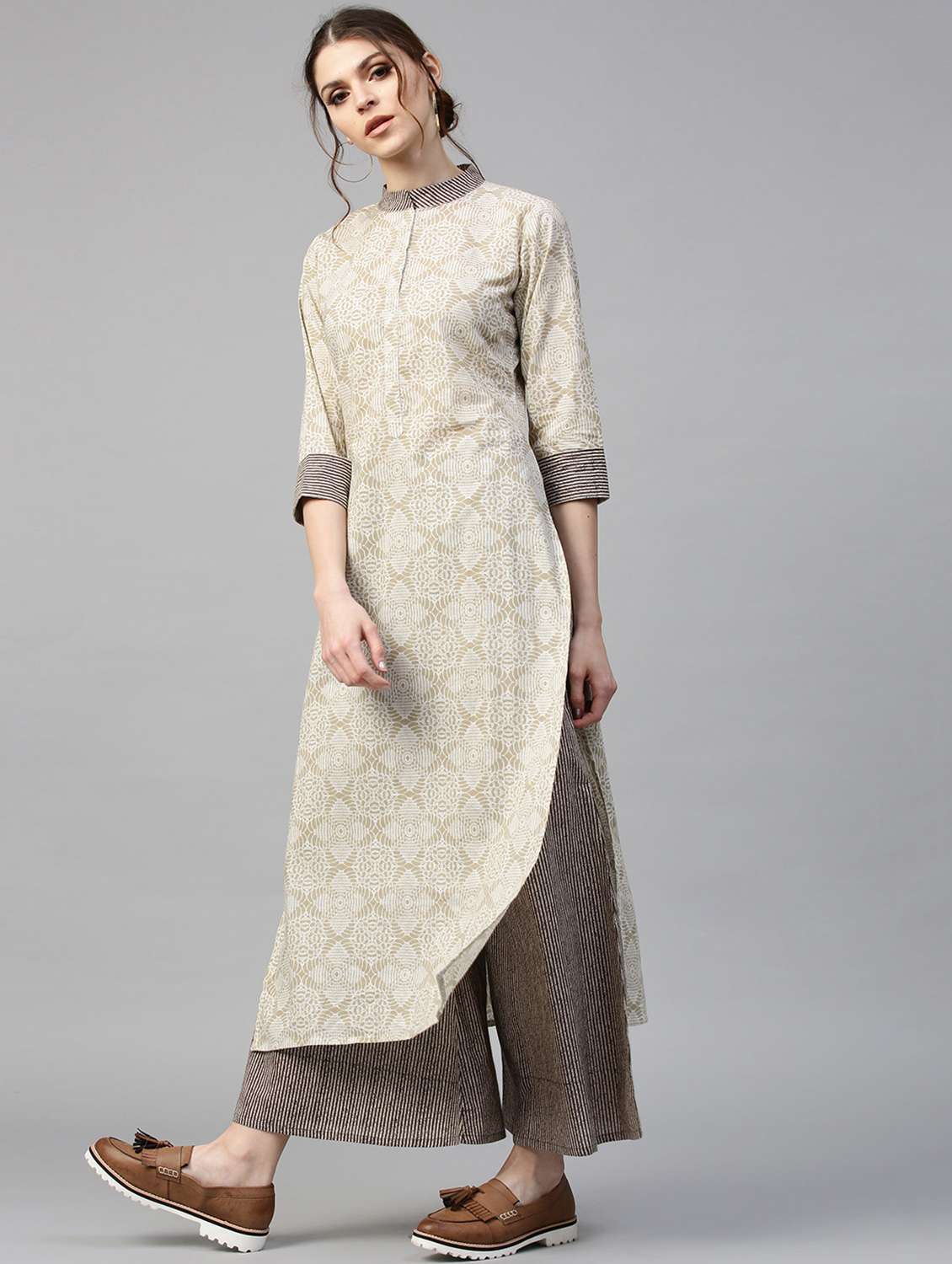 cotton printed straight kurta with palazzo