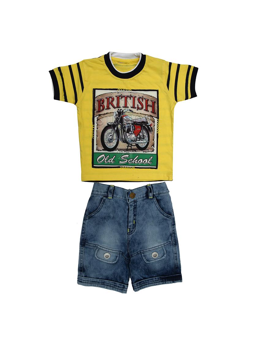 yellow cotton shorts set - 15130467 - Zoom Image - 0