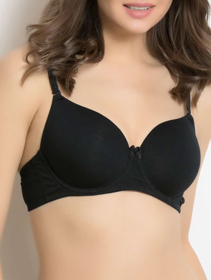 bow patch solid t-shirt bra