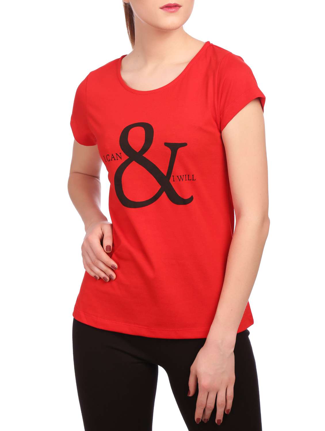 red slogan printed cotton tee