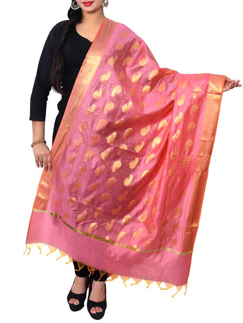 pink chanderi dupatta - 15132535 -  Standard Image - 0