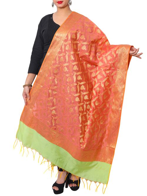 orange chanderi dupatta - 15132544 - Standard Image - 0