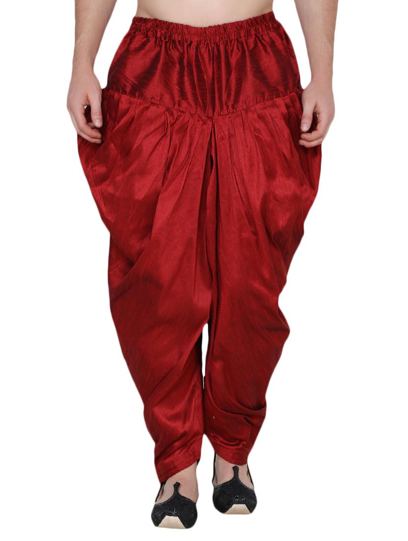 maroon silk blend dhoti