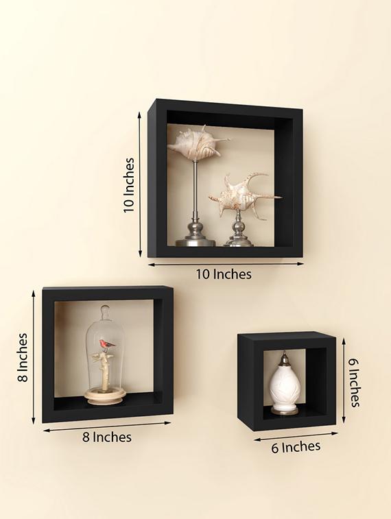 Set Of 3 Square Nested Blocks Wooden Multi Utility Wall Shelf Set Of 3 Square Nested Blocks Wooden Multi Utility Wall Shelf Black By Ecraftindia Ping For Shelves In India 15134631