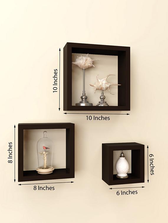 Set Of 3 Square Nested Blocks Wooden Multi Utility Wall Shelf Set Of 3 Square Nested Blocks Wooden Multi Utility Wall Shelf Chocolate Brown By Ecraftindia Ping For Shelves In India 15134663
