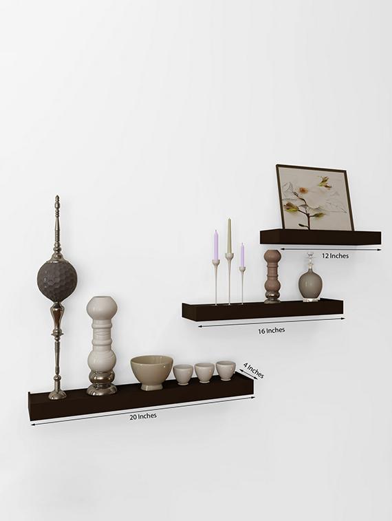 Set Of 3 Modern Design Wooden Floating Wall Shelves Chocolate Set Of 3 Modern Design Wooden Floating Wall Shelves Chocolate Brown By Ecraftindia Ping For In India 15134667