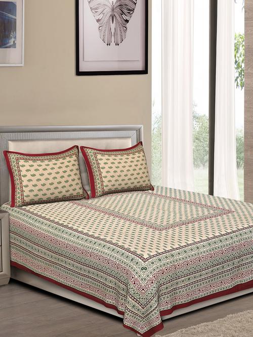jaipuri traditional double bedsheet with 2 pillow covers - 15138195 -  Standard Image - 0
