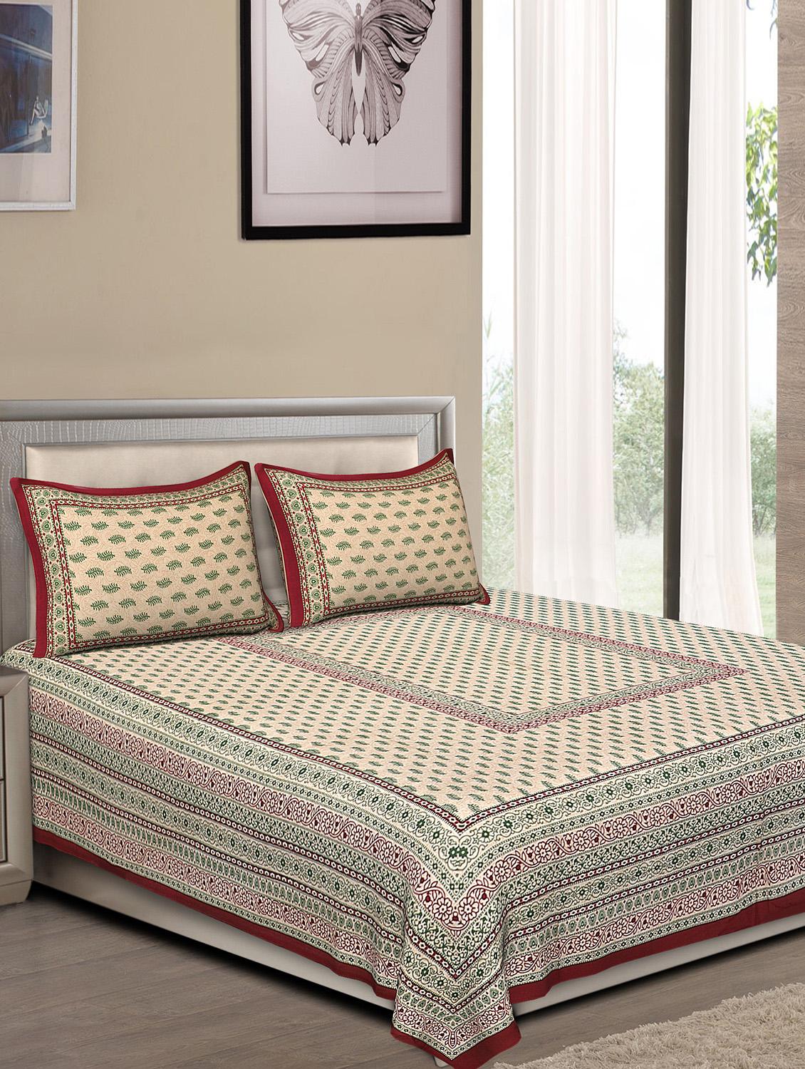 jaipuri traditional double bedsheet with 2 pillow covers - 15138195 -  Zoom Image - 0