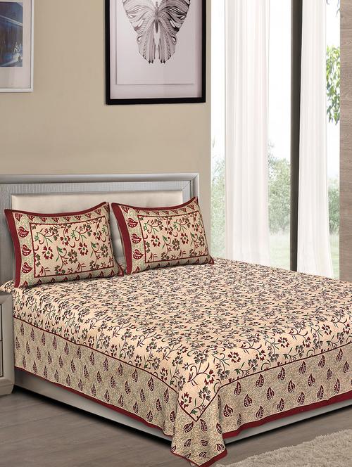 jaipuri traditional double bedsheet with 2 pillow covers - 15138196 -  Standard Image - 0