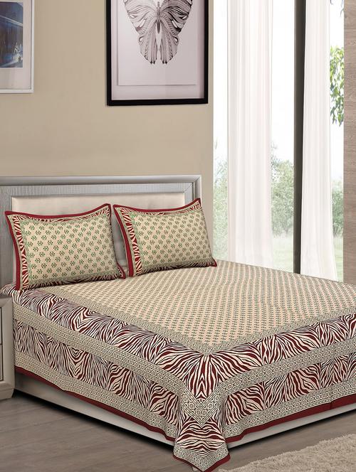 jaipuri traditional double bedsheet with 2 pillow covers - 15138200 -  Standard Image - 0