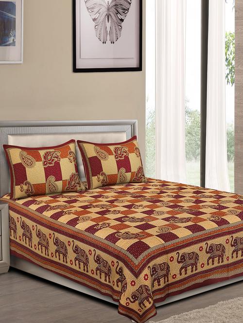 jaipuri traditional double bedsheet with 2 pillow covers - 15138201 -  Standard Image - 0