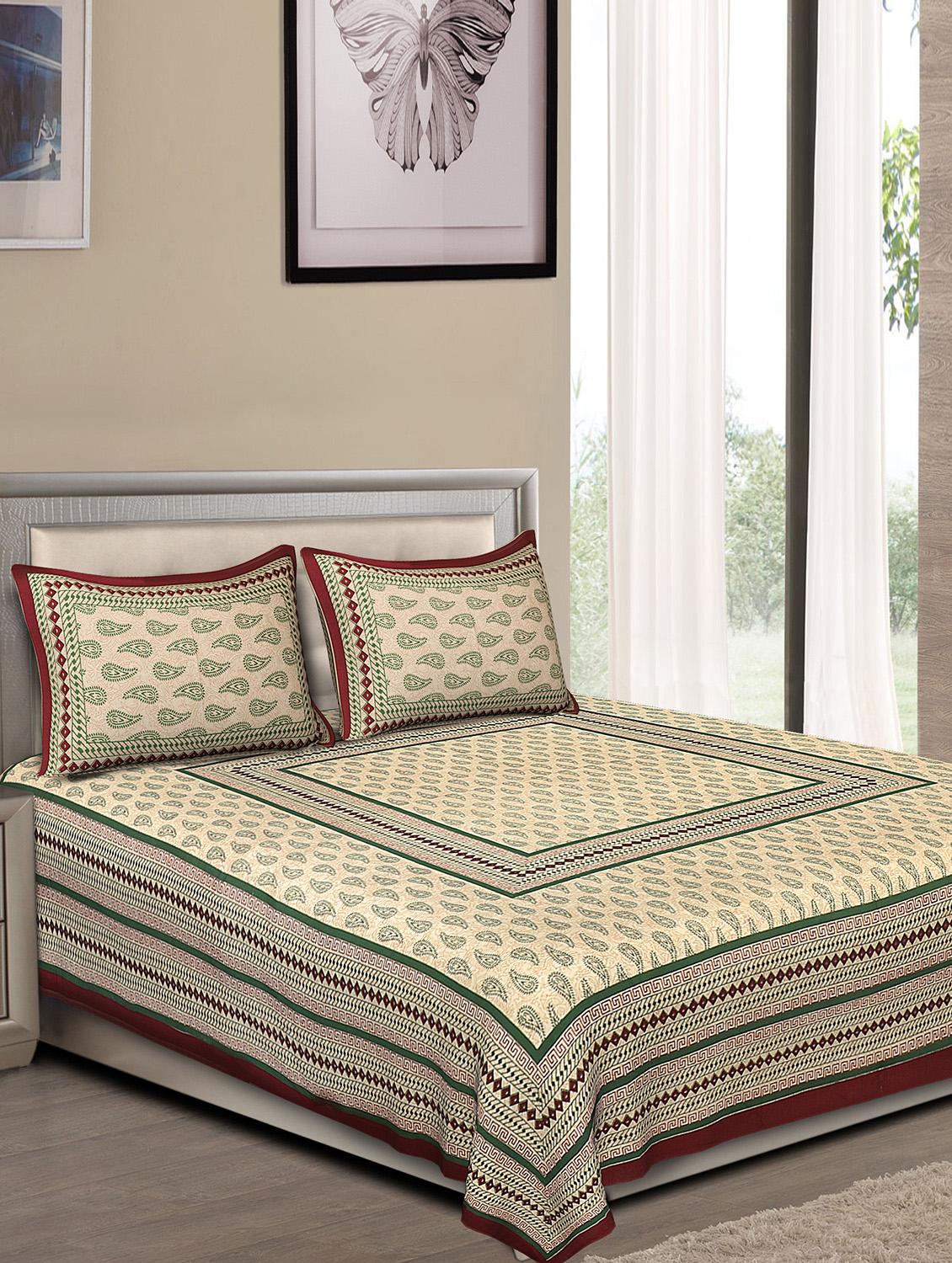 jaipuri traditional double bedsheet with 2 pillow covers - 15138202 -  Zoom Image - 0