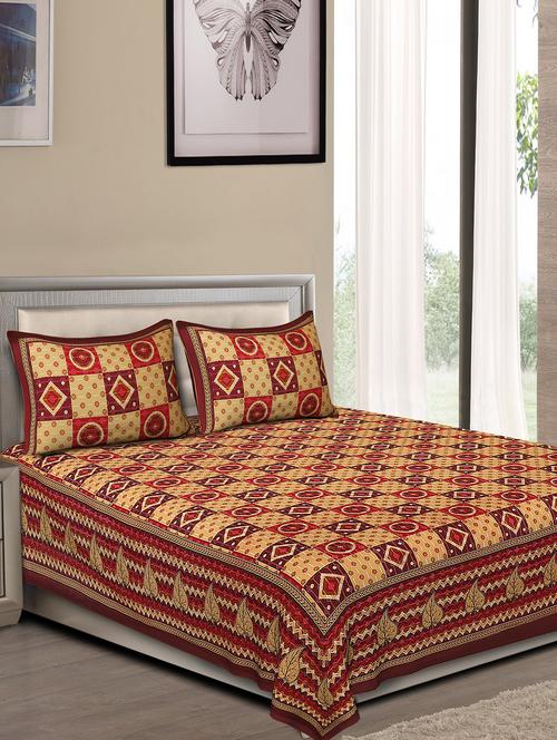 jaipuri traditional double bedsheet with 2 pillow covers - 15138203 - Standard Image - 0
