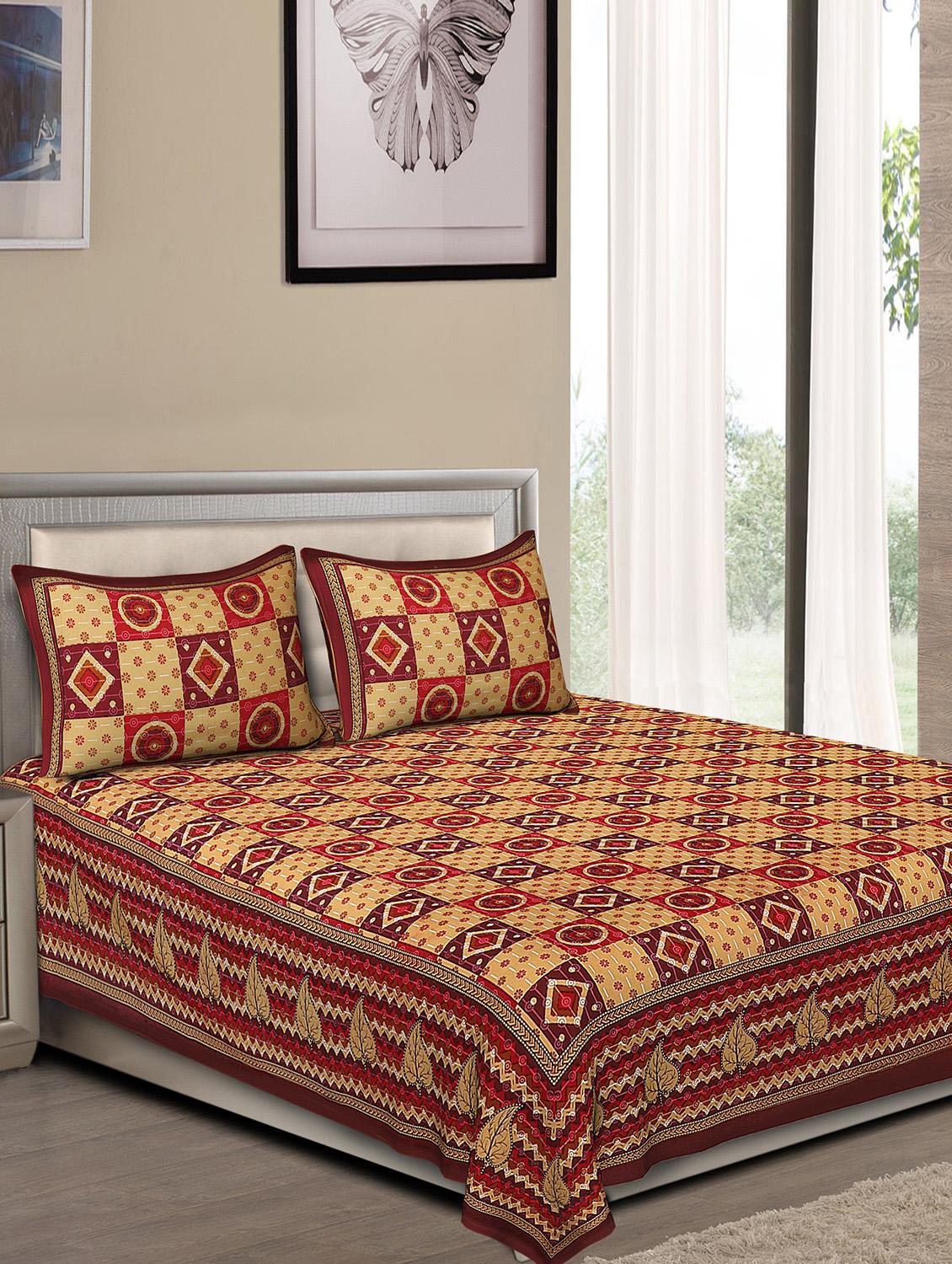 jaipuri traditional double bedsheet with 2 pillow covers - 15138203 - Zoom Image - 0