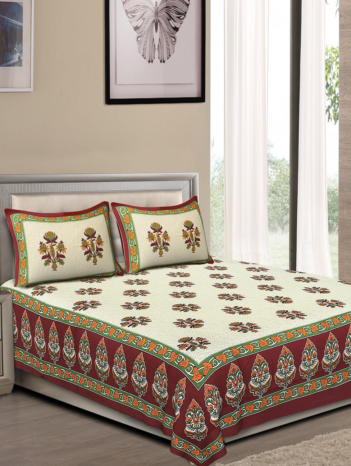 jaipuri traditional double bedsheet with 2 pillow covers - 15138206 -  Zoom Image - 0