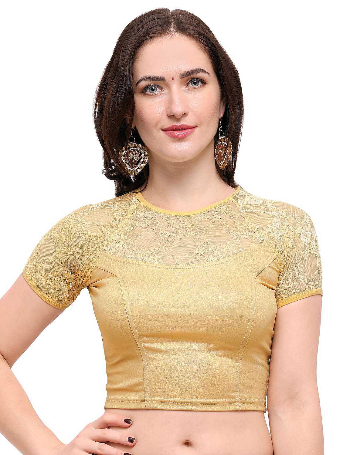 gold cotton plain blouse