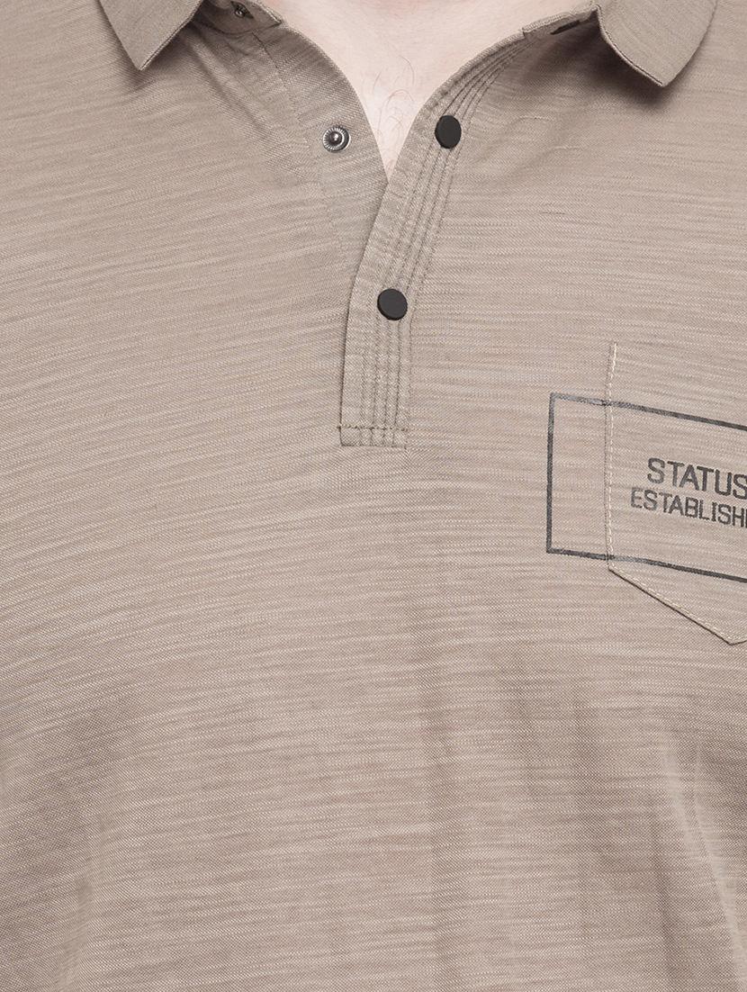 beige cotton blend pocket t-shirt - 15139442 - Standard Image - 3