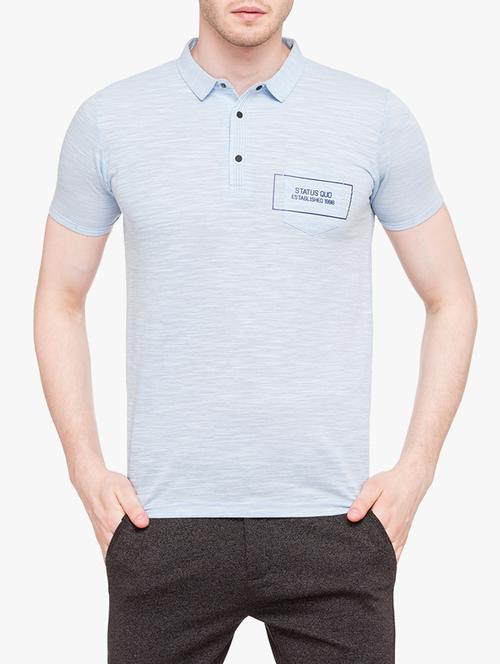 blue cotton blend pocket t-shirt - 15139443 - Standard Image - 0