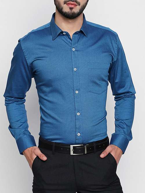 blue cotton casual shirt - 15140736 - Standard Image - 0