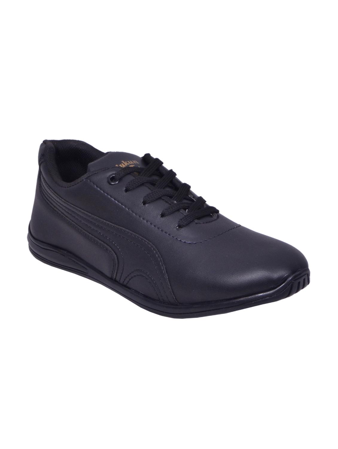 black leatherette lace up sneaker - 15141621 - Zoom Image - 0