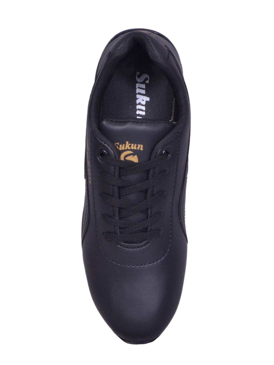black leatherette lace up sneaker - 15141621 - Standard Image - 3