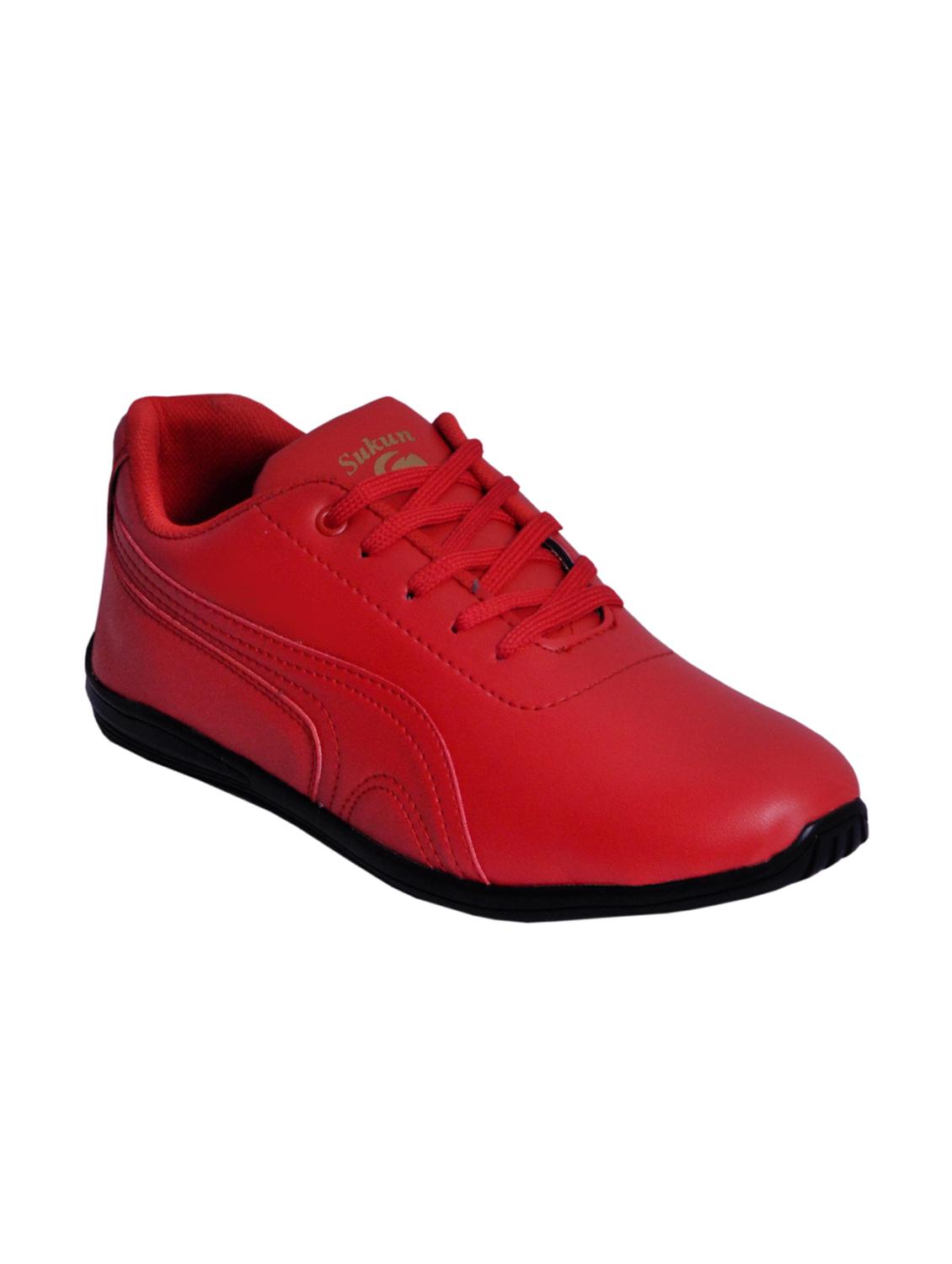red leatherette lace up sneaker - 15141623 - Zoom Image - 0
