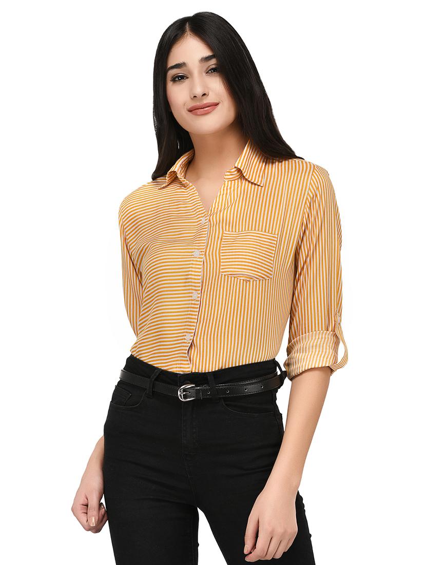 yellow striped rayon shirt - 15142432 - Zoom Image - 0