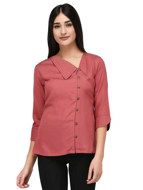 pink solid rayon shirt - 15142440 -  Standard Image - 0