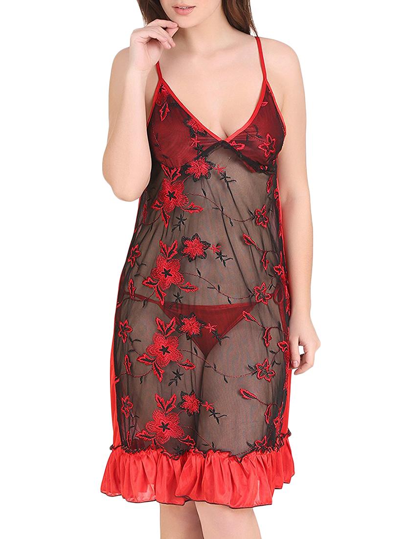 red polyester babydoll - 15143289 - Zoom Image - 0