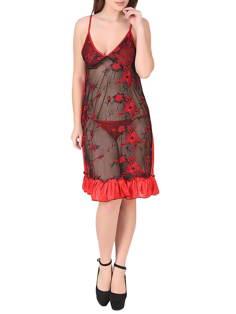 red polyester babydoll - 15143289 - Standard Image - 3