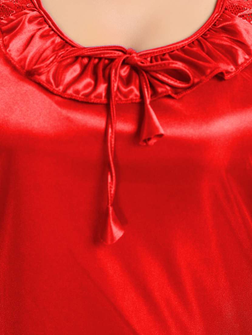 women solid red satin night dress - 15143292 -  Standard Image - 3