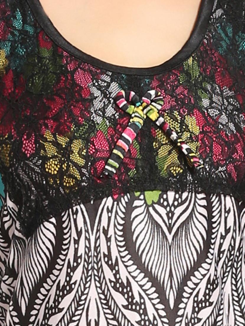 black printed satin gown - 15143344 - Standard Image - 3