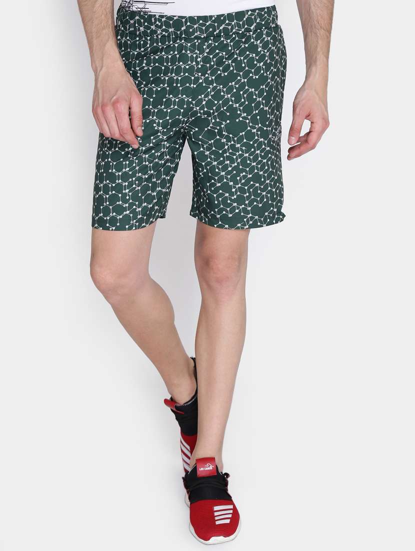 green polyester shorts