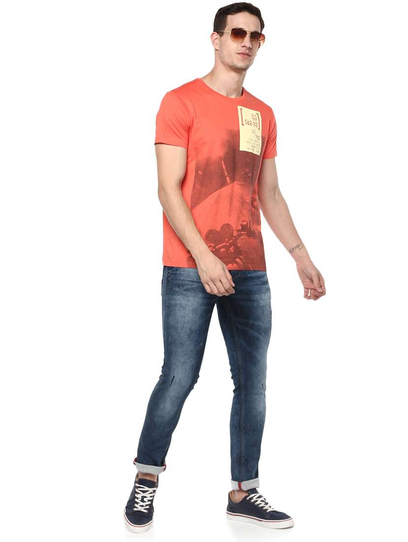 orange cotton front print t-shirt - 15147852 - Standard Image - 3