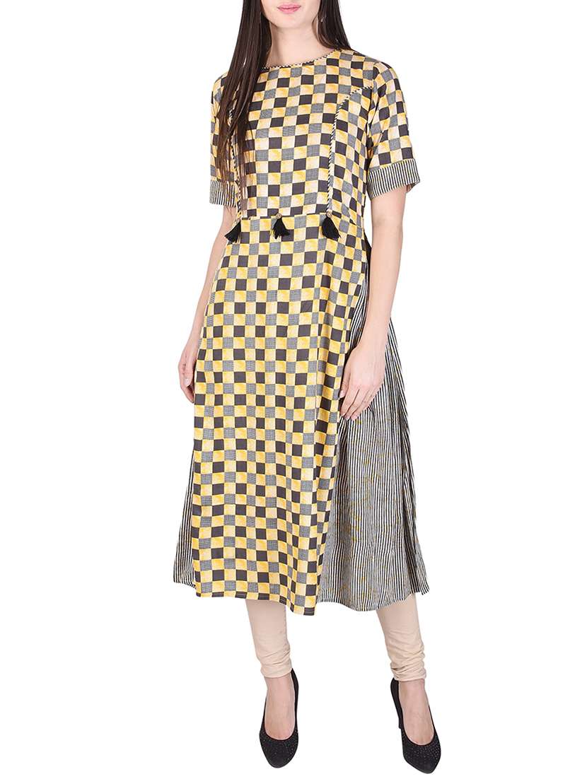 grey rayon flared kurta