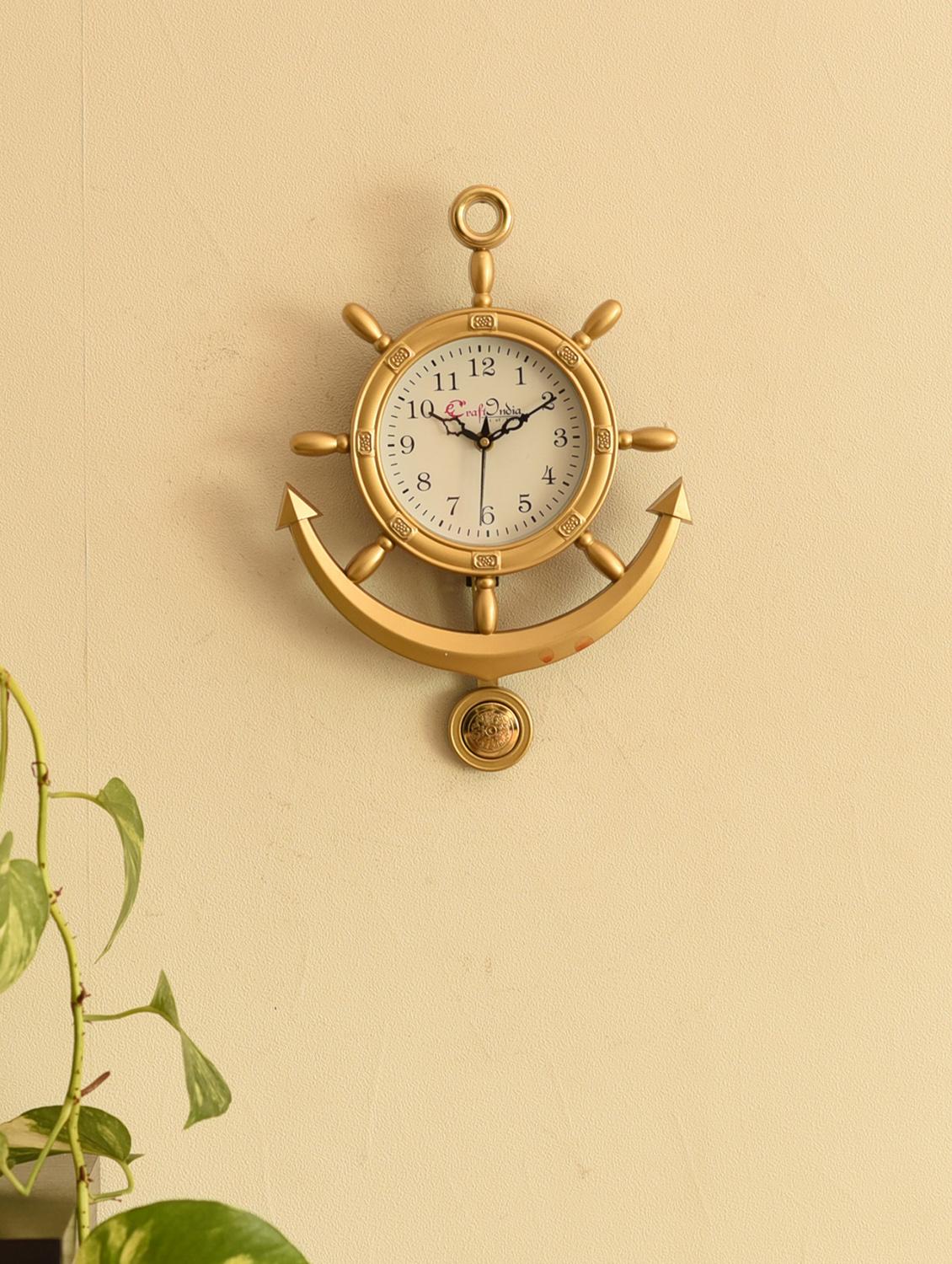Decorative Retro Anchor Golden Pendulum Wall Clock