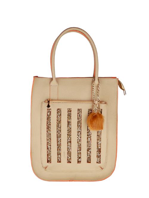 beige leatherette regular handbag - 15150837 - Standard Image - 0