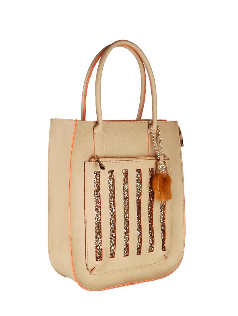beige leatherette regular handbag - 15150837 - Standard Image - 3